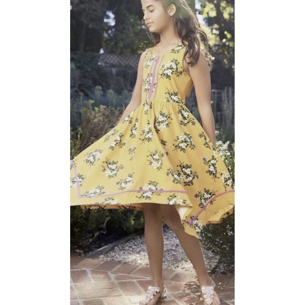Matilda Jane 435 Girls Dress Size 8 Brilliant Daydream‎ Lets Begin Yellow Floral
